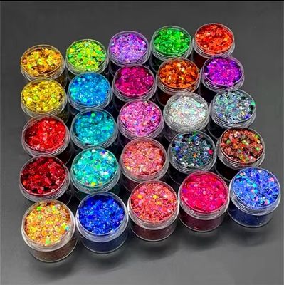 Holographic Mixed Hexagon Shape Chunky Nail Glitter Pots