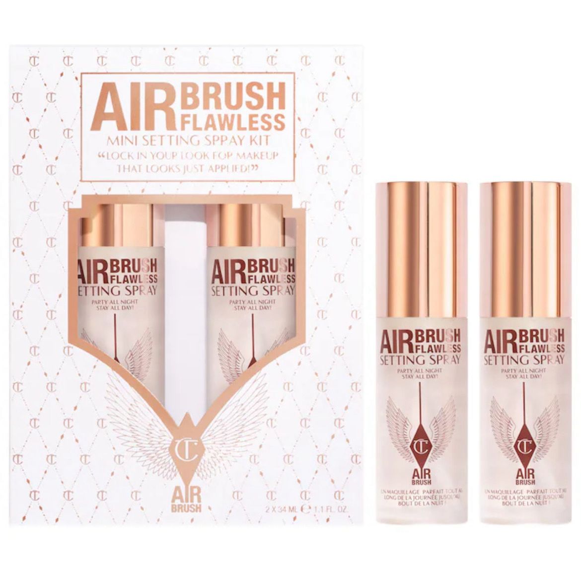 Charlotte Tilbury Mini Airbrush Flawless Setting Spray Duo Set with Limited Edition White Tea of Bali