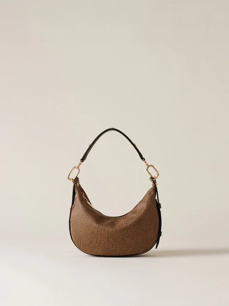 BORBONESE OYSTER HOBO SMALL GRAFFITI, COLORE: OP NATURALE/NERO