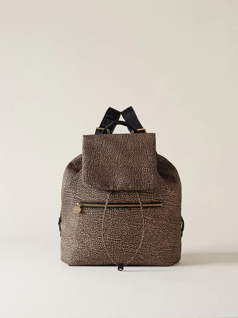 BORBONESE ECO LINE ZAINO MEDIUM, COLORE: OP NATURALE/NERO