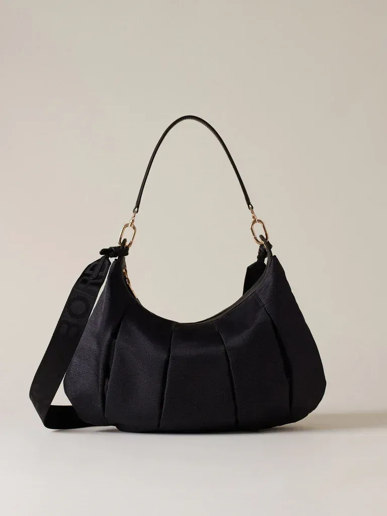 BORBONESE CROISSANT HOBO MEDIUM, COLORE: NERO