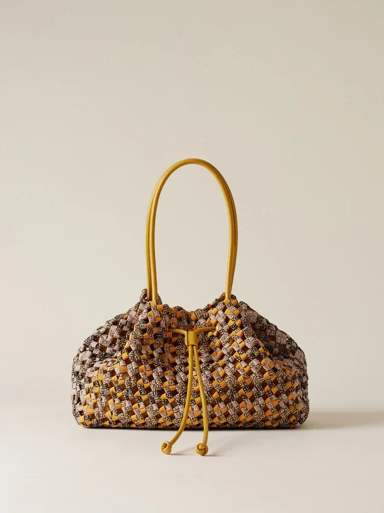 BORBONESE LA NIDO SHOPPER MEDIUM, COLORE: OP NATURALE/GIALLO