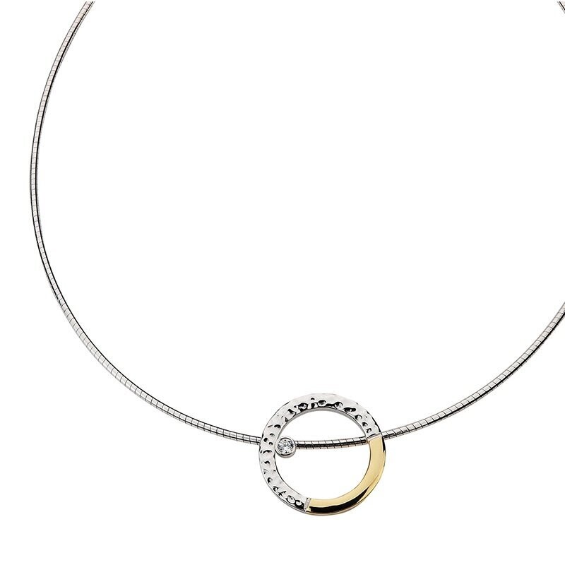 Collier 925 Silber, teilvergoldet, Zirkonia Collier 925 Silber, teilvergoldet, Zirkonia