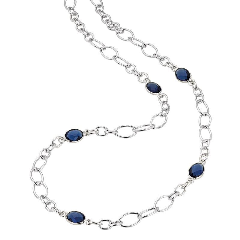 Damencollier 925/-rhod. Quarz pol/50 cm Damencollier 925/-rhod. Quarz pol/50 cm