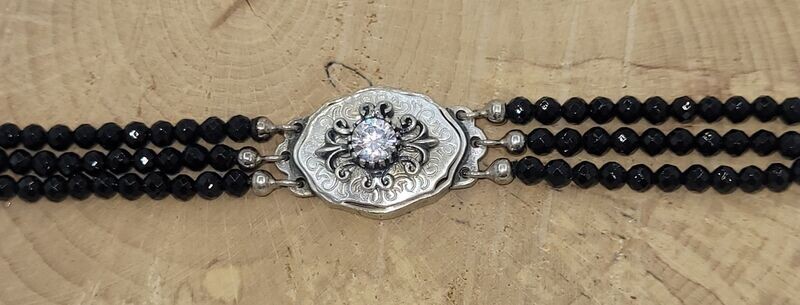 Trachtenarmband 925 Silber Onyx und Zirkon Trachtenarmband 925 Silber Onyx und Zirkon