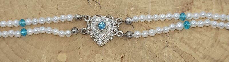 Trachtenarmband in 925 Silber, Muschelkernperlen, Steinfarbe: aqua