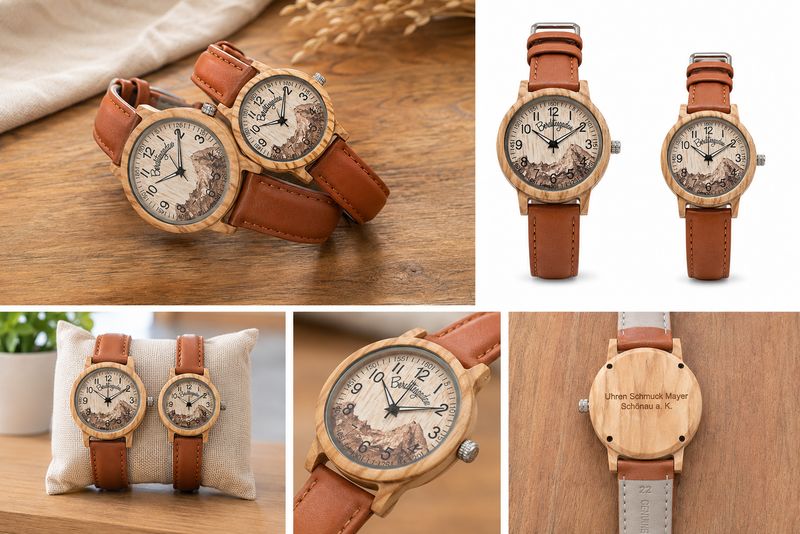 Watzmann Uhr, Zebranoholz, Damen. oder Herrenuhr
