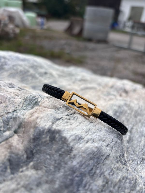 "UnsaWatzmo" Lederarmband/Edelstahl goldfarbig