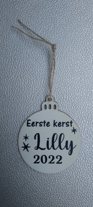 Houten kerstbal "Eerste kerst"