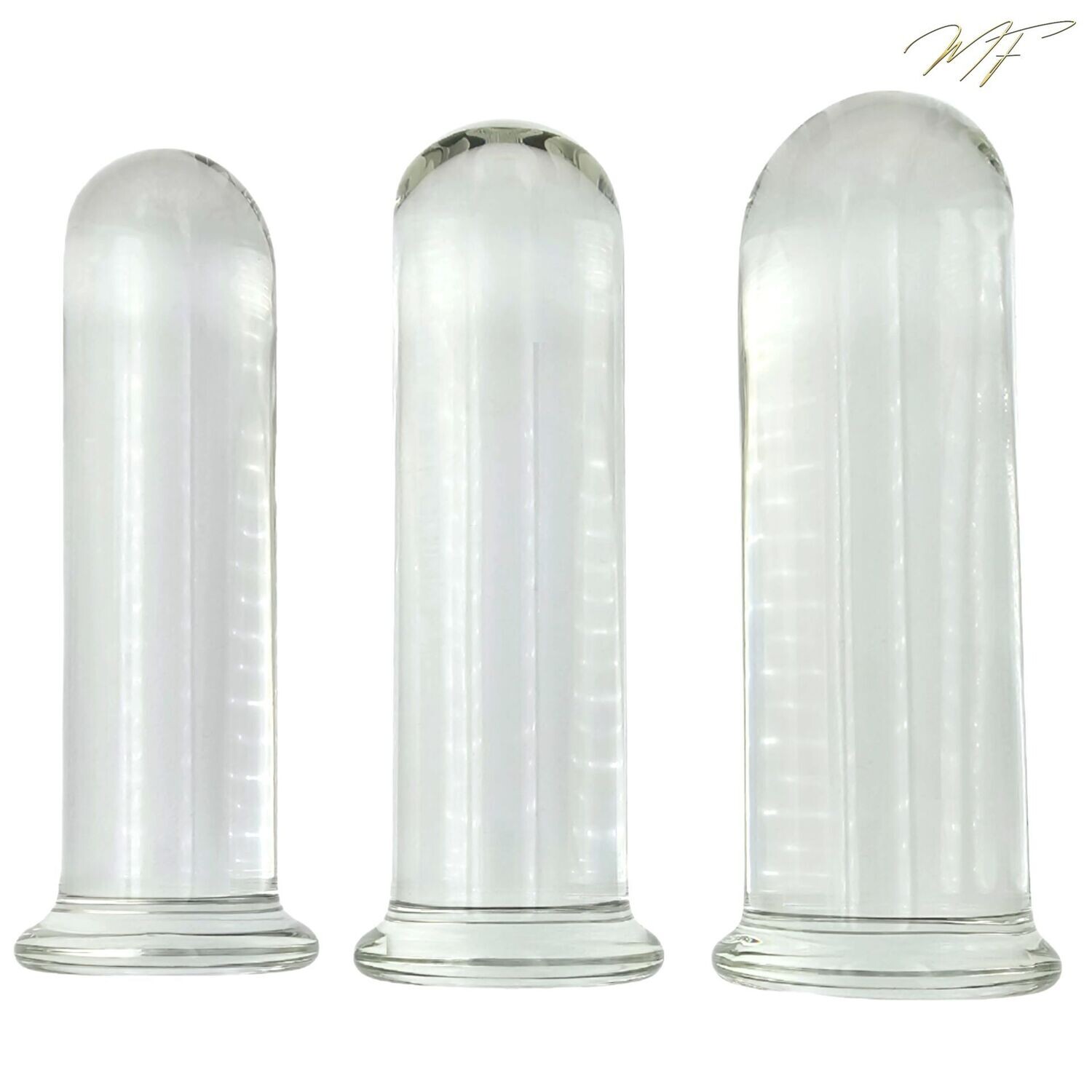 3er Set Vaginal-/Anal-Plug  transparent groß
