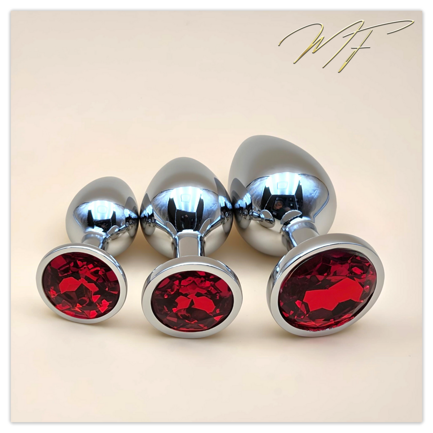 3er Set Plug silber/rot