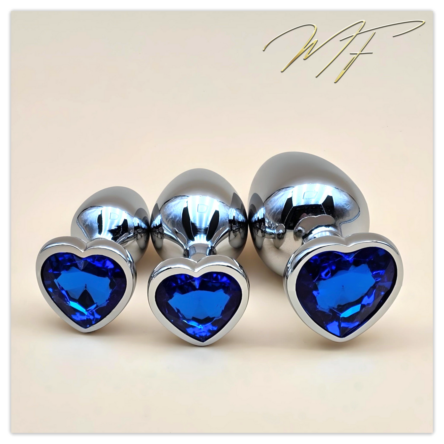 3er Set Plug Herz  silber/blau