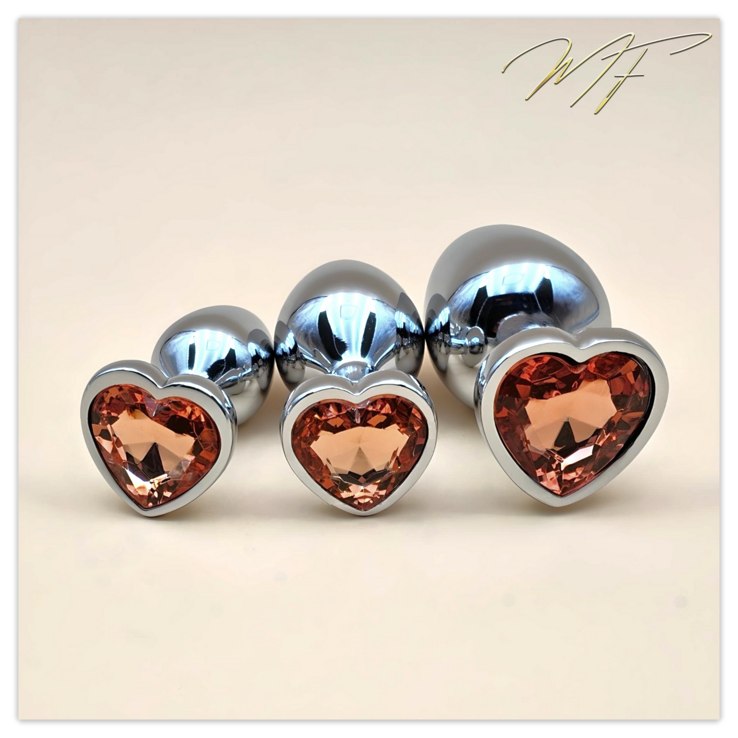 3er Set Plug Herz  silber/orange