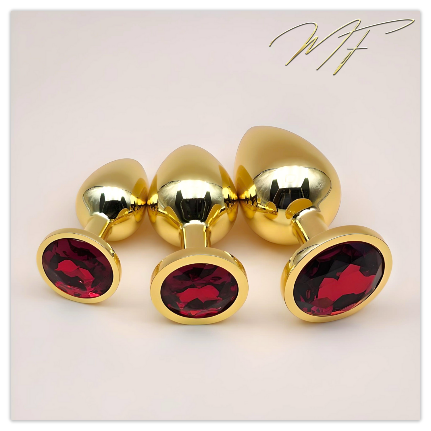 3er Set Plug gold/rot