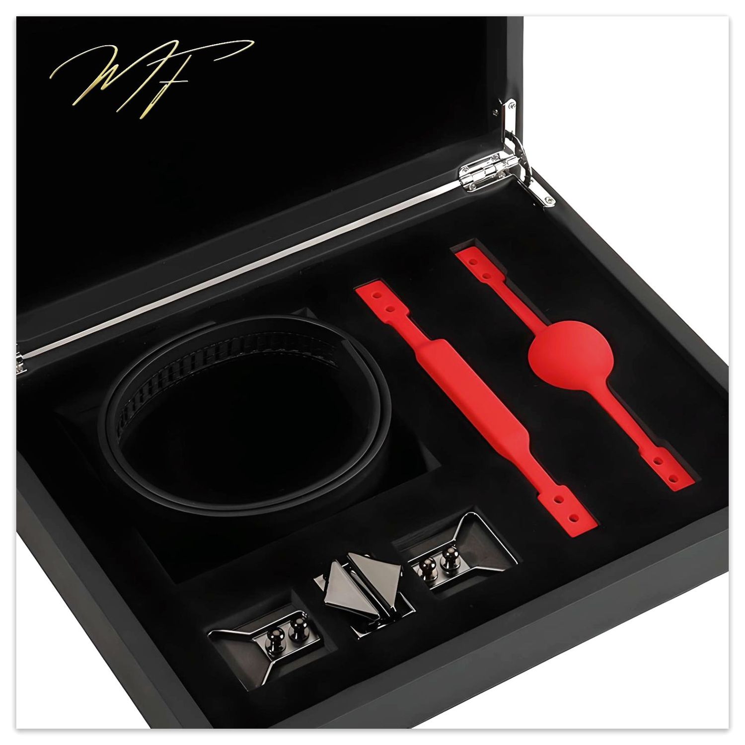 Ball-Gag & Bite-Gag Set - schwarzes Echtleder