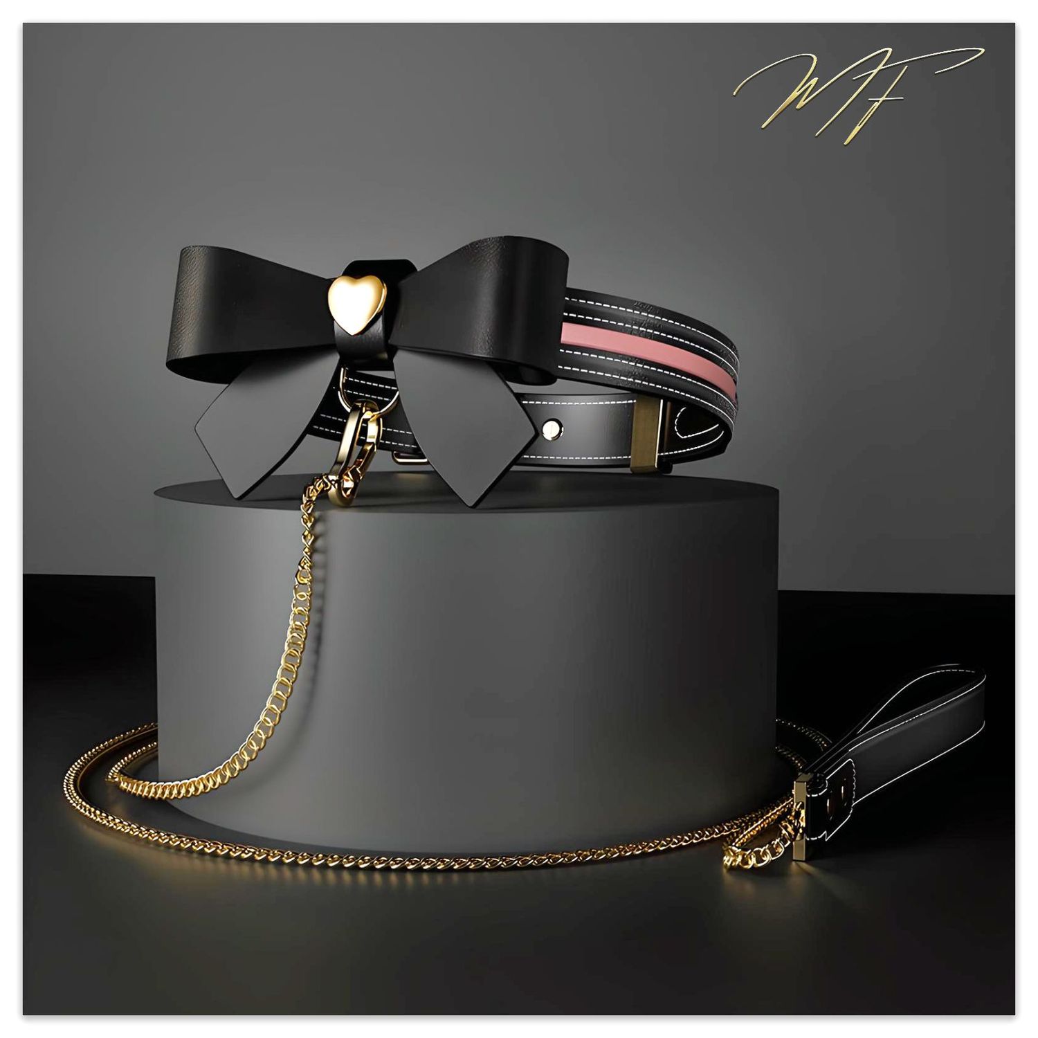 Love Heart Lederhalsband - schwarz