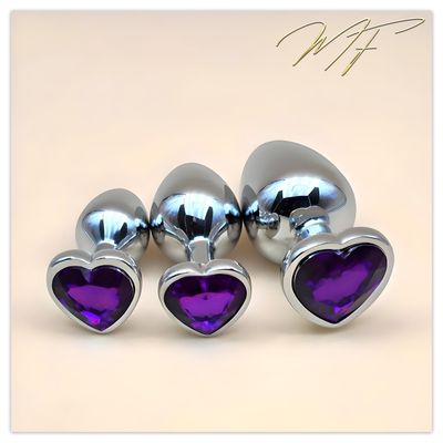 3er Set Plug Herz  silber/violett