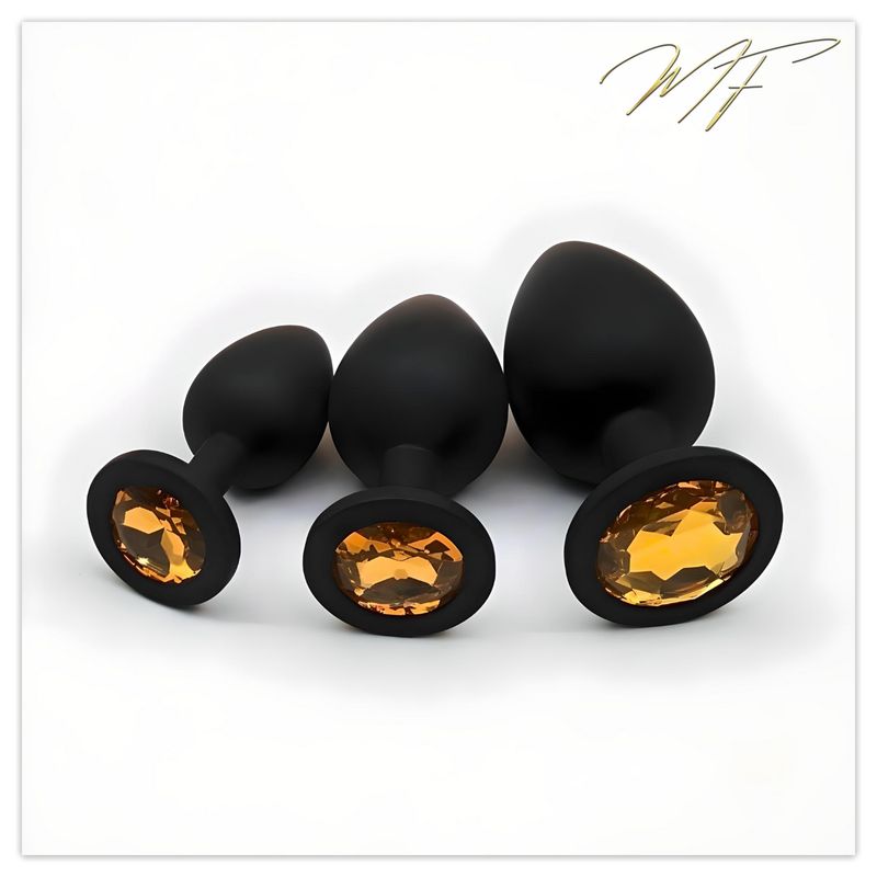 3er Set Plug Silikon schwarz/gelb 3er Set Plug Silikon schwarz/gelb