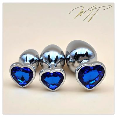 3er Set Plug Herz silber/blau 3er Set Plug Herz silber/blau