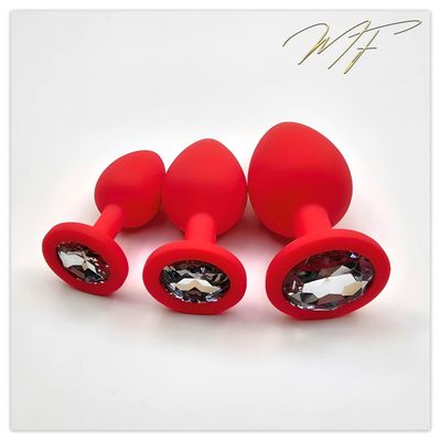 3er Set Plug  Silikon rot/klar