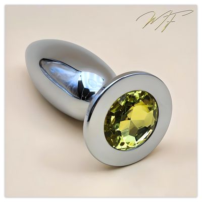 Vaginal-/Anal-Dildo silber/gelb