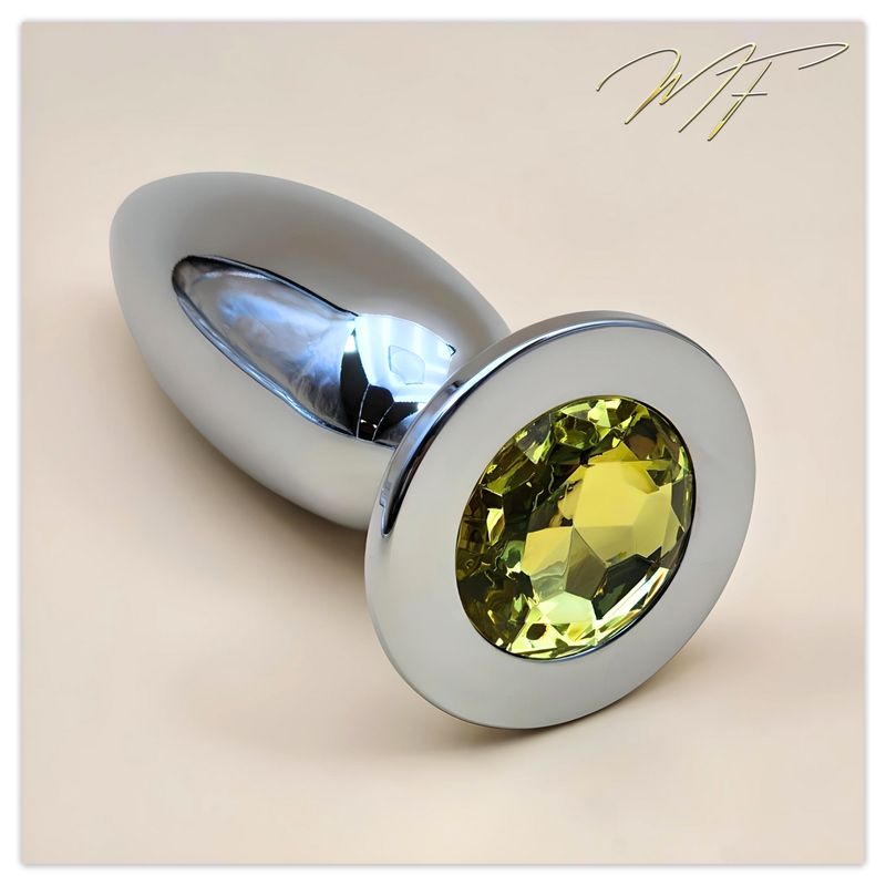 Vaginal-/Anal-Dildo silber/gelb