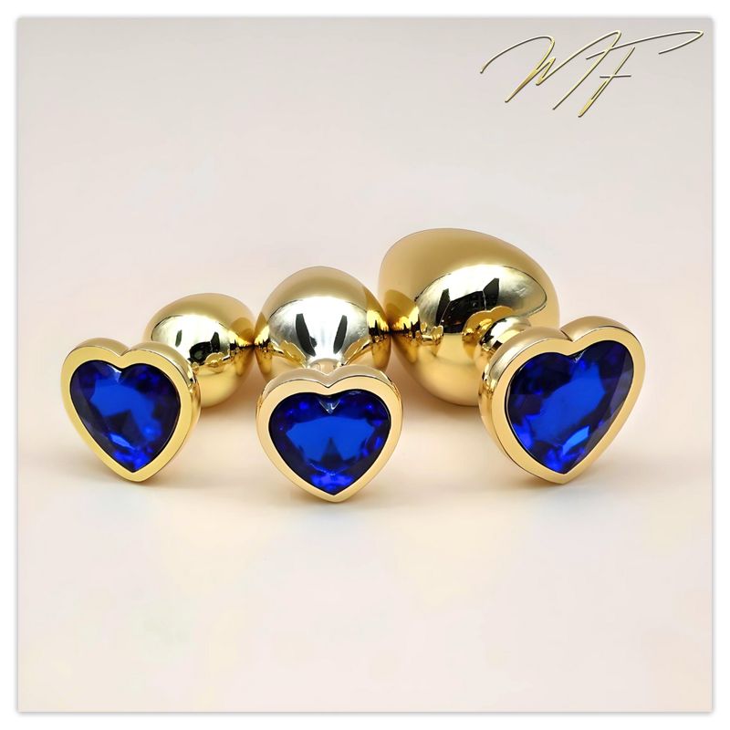 3er Set Plug Herz gold/blau 3er Set Plug Herz gold/blau