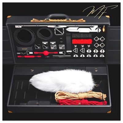 BDSM-Koffer Komplettset - schwarzes Echtleder BDSM-Koffer Komplettset - schwarzes Echtleder
