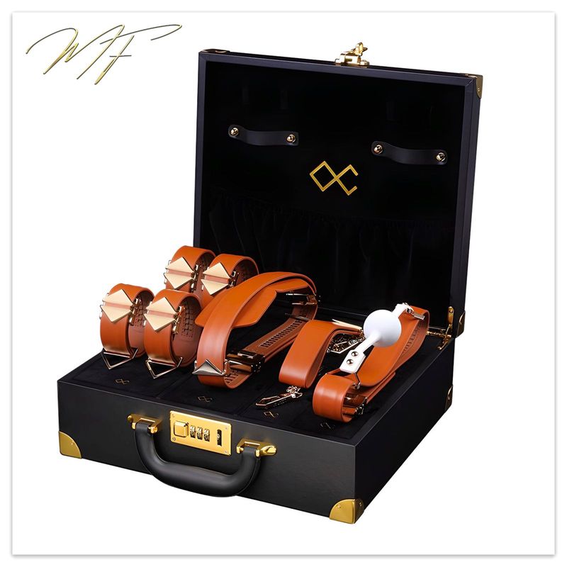 Moonlight Treasure Chest Bondage-Set - braunes Echtleder