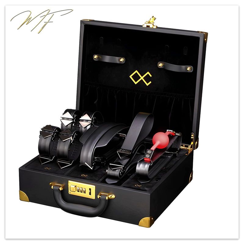 Moonlight Treasure Chest Bondage-Set - schwarzes Echtleder