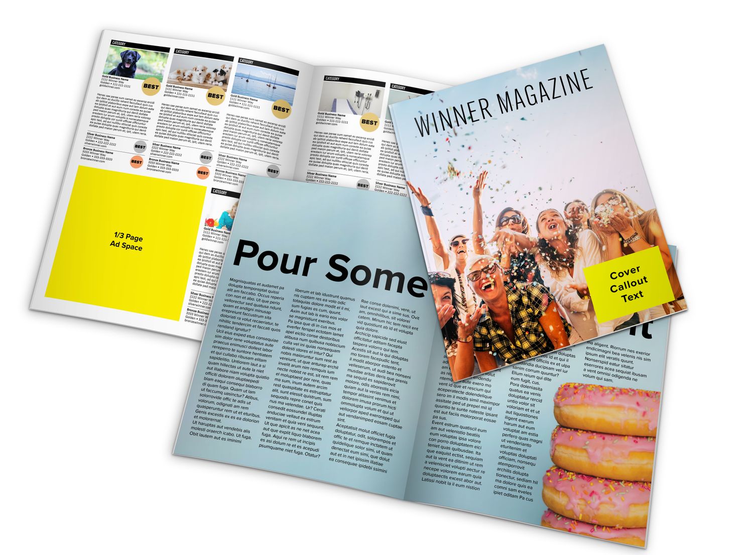 Winner&#39;s Magazine Cover Callout + Advertorial + 1/3 Page