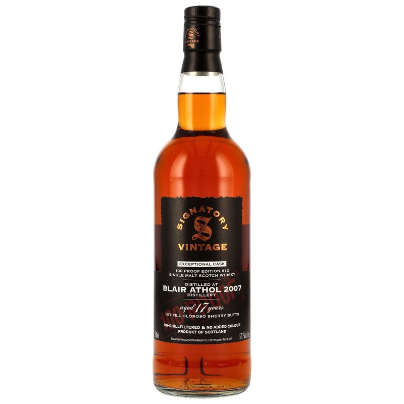Blair Athol 2007/2025 (17 Jahre) 1st Fill Oloroso Casks - Signatory 100 PROOF Exceptional Cask Edition #12 Blair Athol 2007/2025 (17 Jahre) 1st Fill Oloroso Casks - Signatory 100 PROOF Exceptional Cask Edition #12