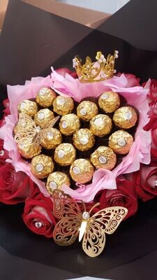 Rose and chocolate heart bouquet