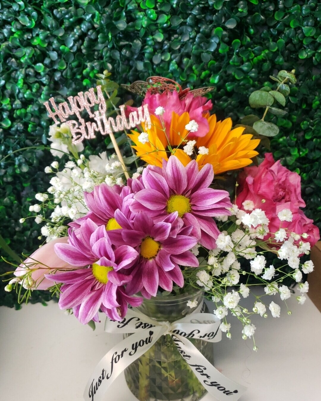 Mixed flower vased arrangement