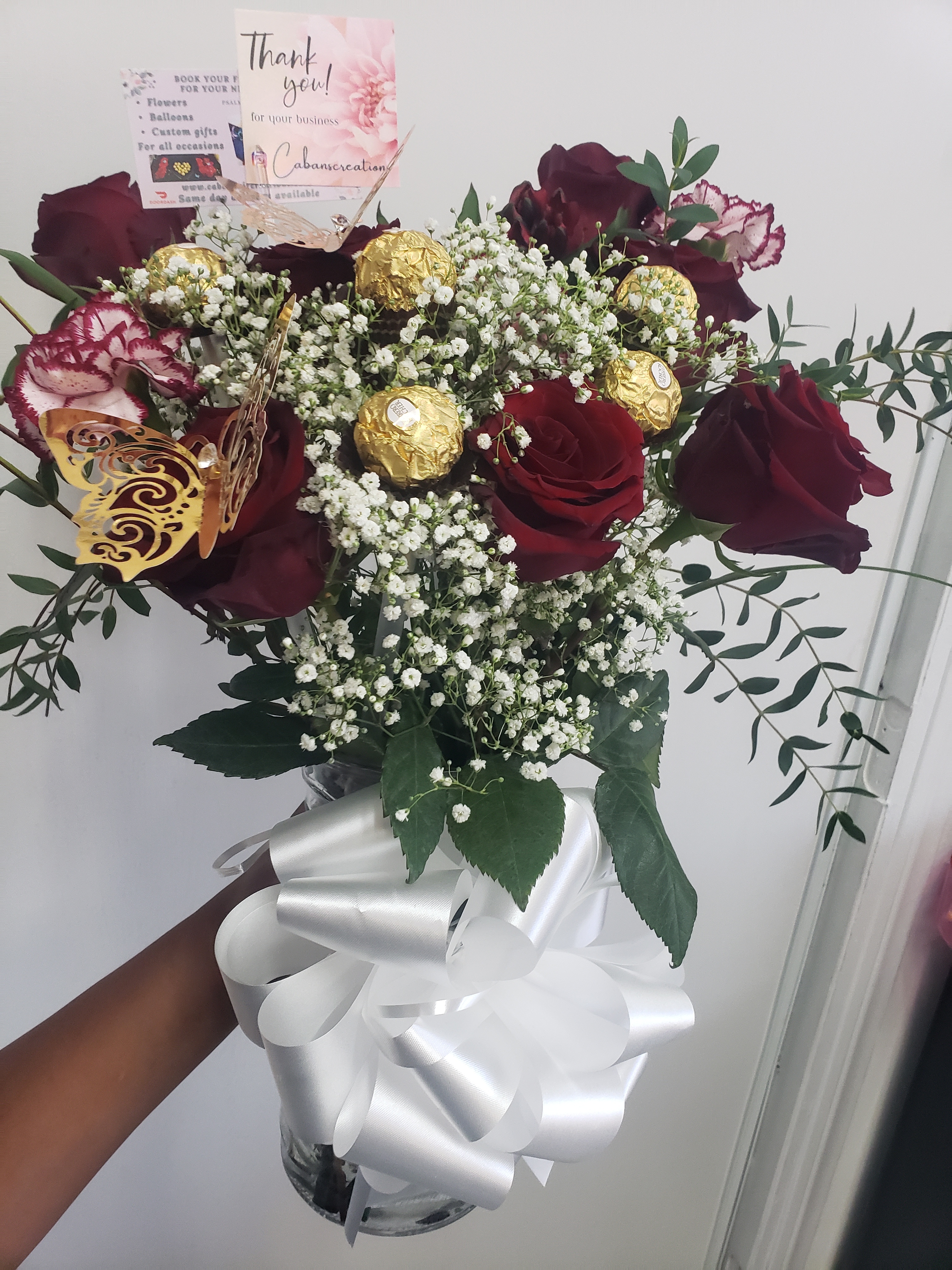 Rose and chocolate arrangement