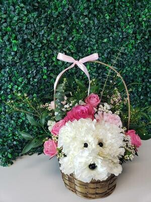 Puppy floral basket