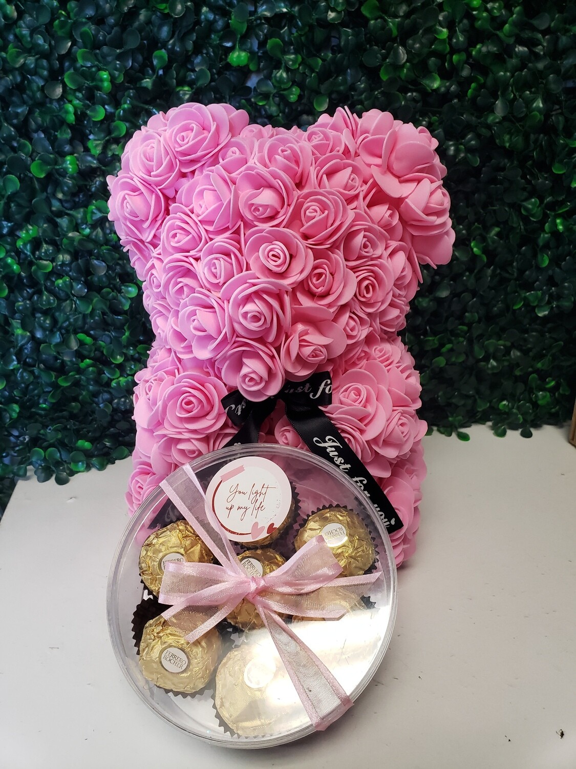 Foam flower bear and chocolate set