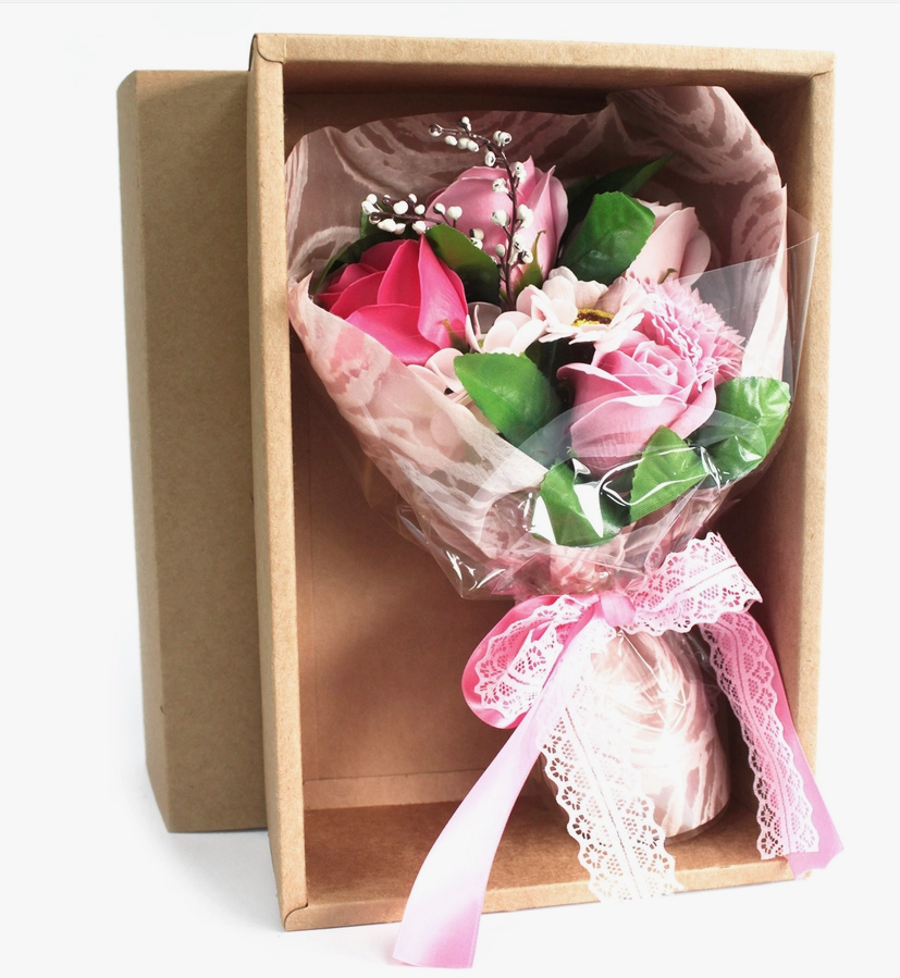 Mixed flower SOAP bouquet with box