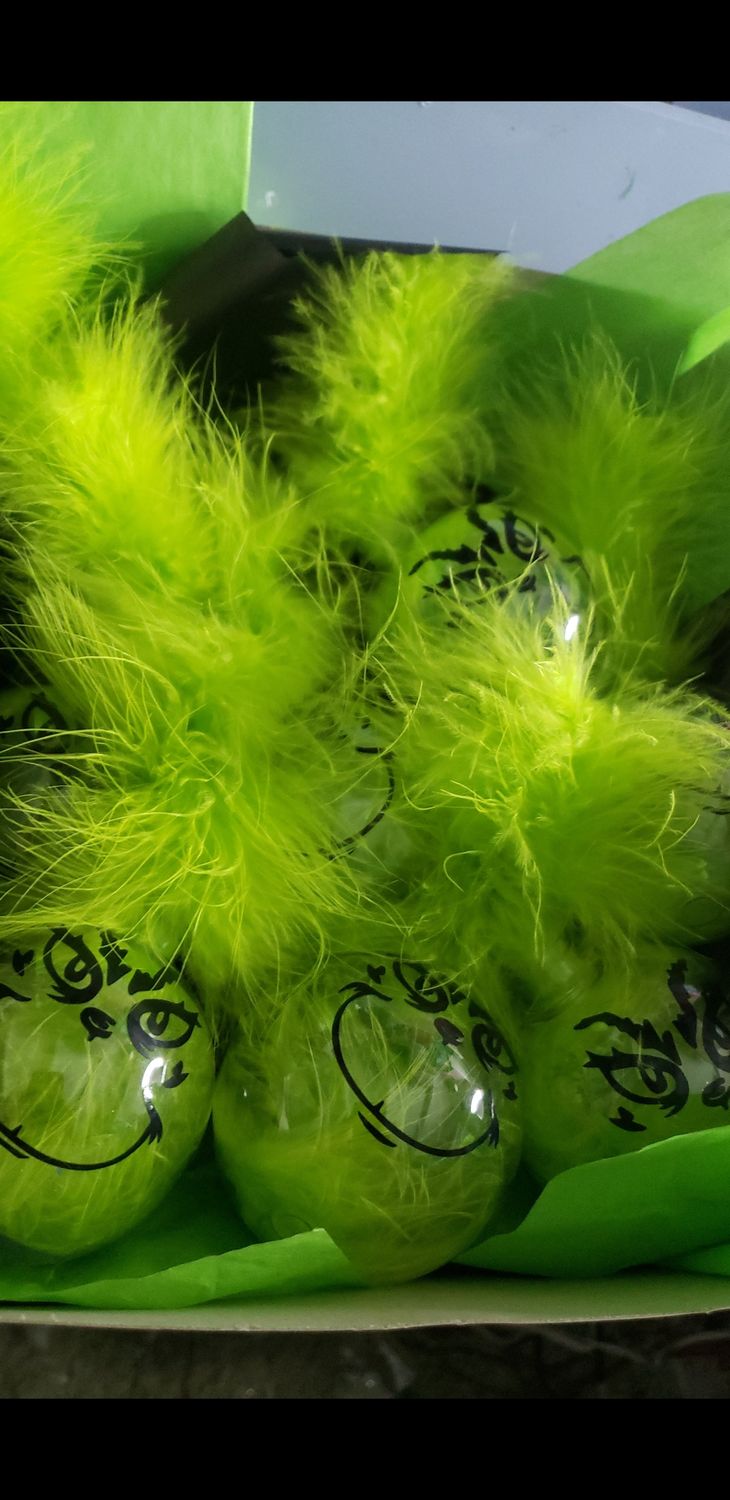 Grinch fuzzy Christmas Ornaments