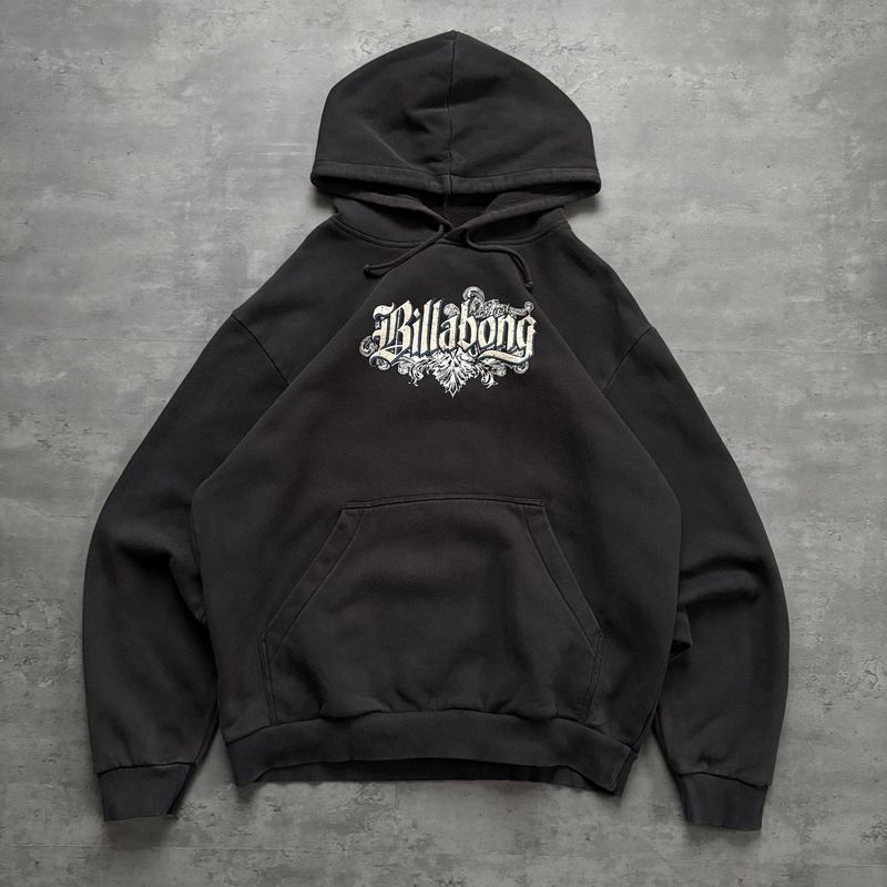 2000s Billabong Heavyweight Double Logo Print Hoodie