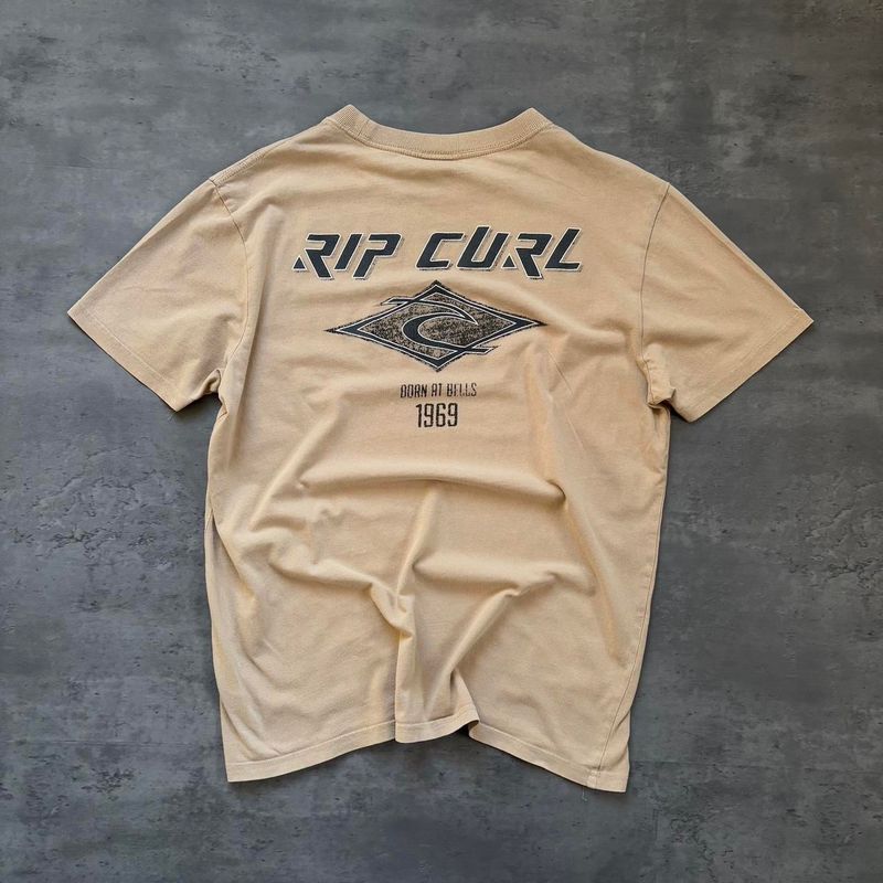2000s Rip Curl Brown Logo Print T-shirt