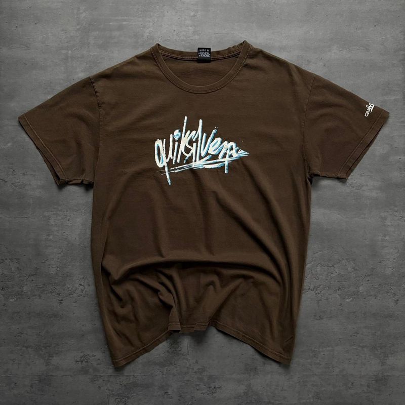 2000s Quiksilver Brown Spellout T-shirt