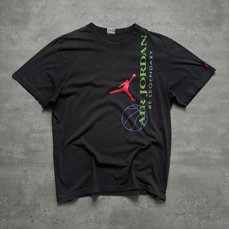 80s Nike Air Jordan Big Logo Black T-shirt