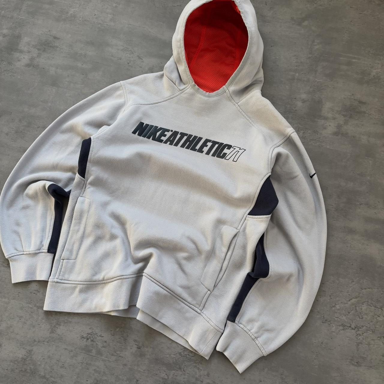 2000s Grey and Navy Nike Athletic 71 Tech Hoodie