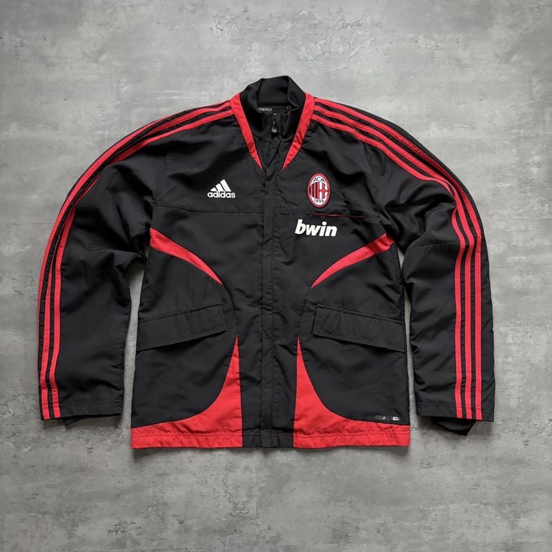 2000s Black and Red Adidas AC Milan Training Jacket