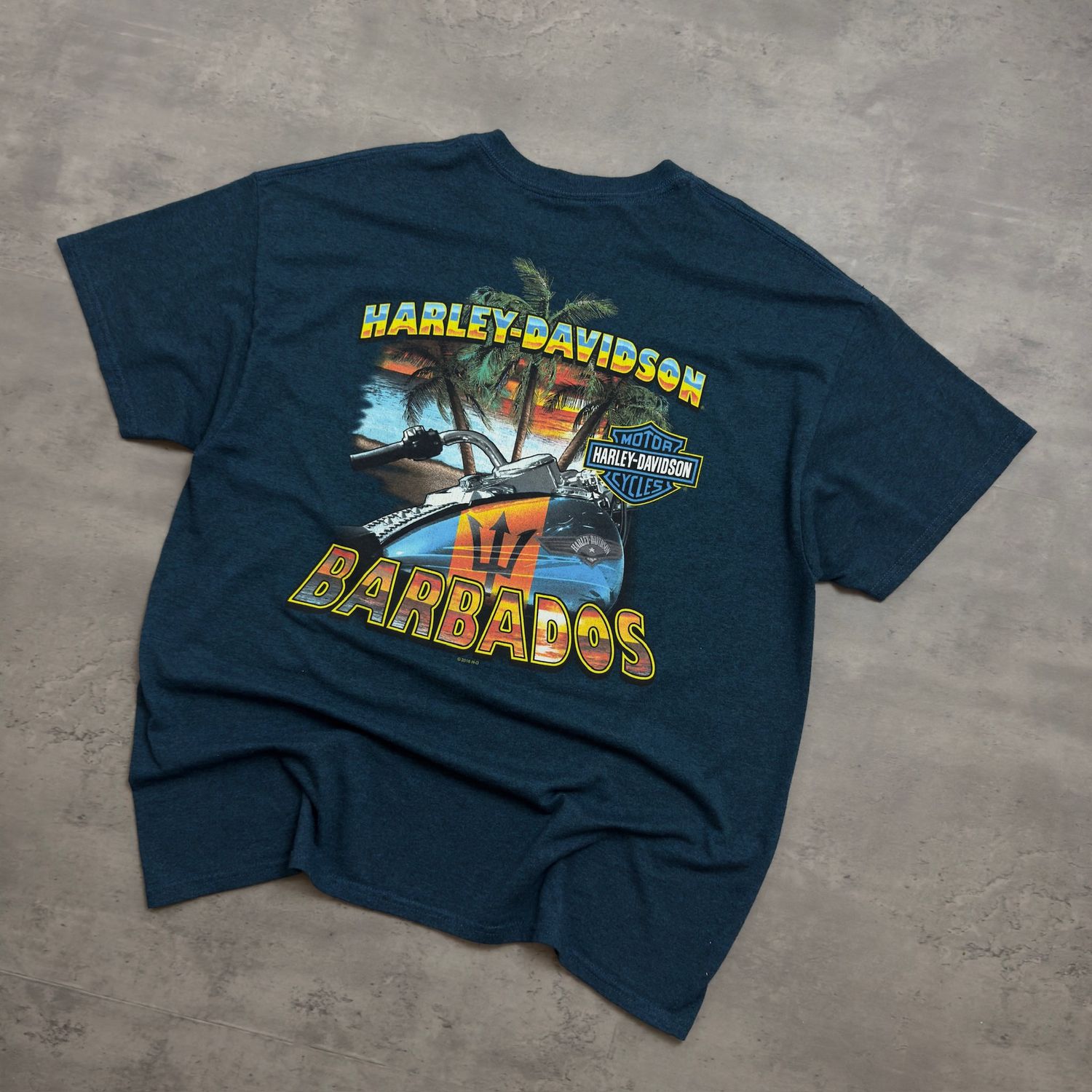 Teal Harley Davidson Barbados T-shirt