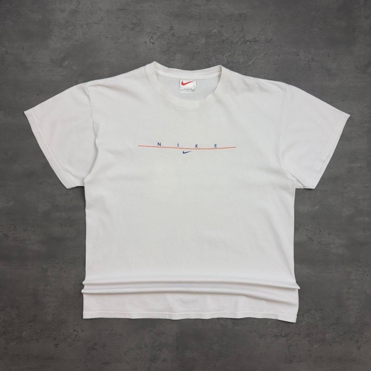 90s White Nike Centre Logo Spellout T-shirt