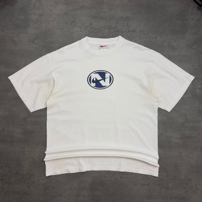90s White Nike Double Centre Logo T-shirt
