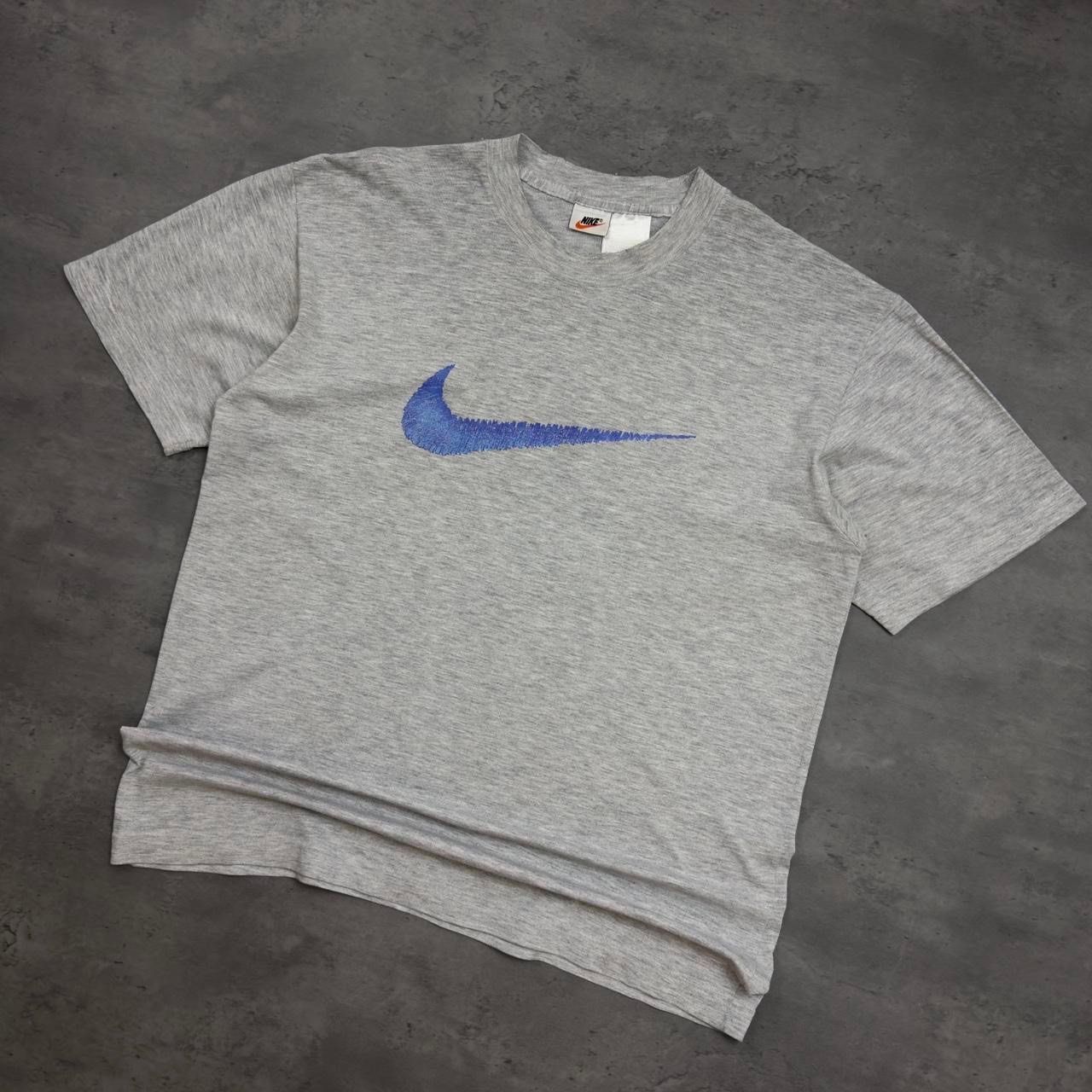 90s Grey Nike Centre Logo Print T-shirt