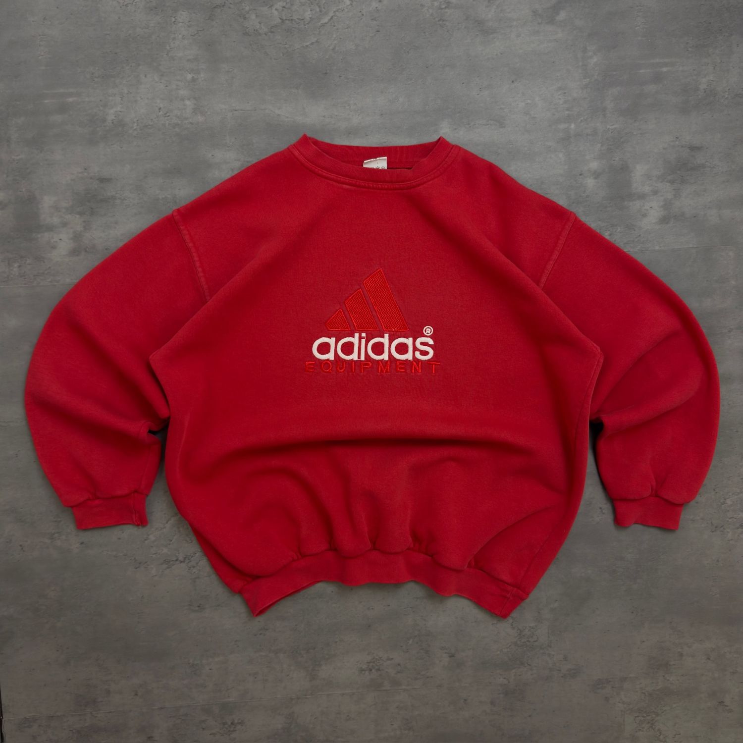 Red Adidas Equipment Embroidered Spellout Sweatshirt